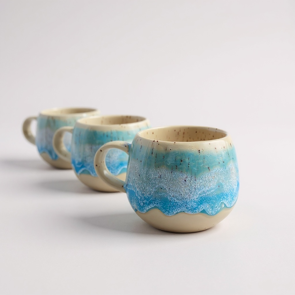 Tasse MEERESRAUSCHEN hellblau gesprenkelt