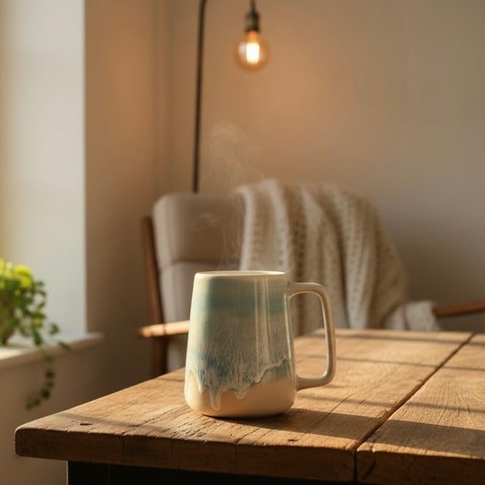 XL Tasse MEERESRAUSCHEN hellblau weiß