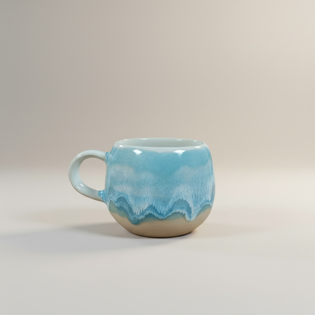 Tasse MEERESRAUSCHEN hellblau weiß