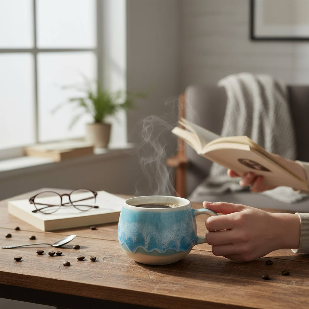 Tasse MEERESRAUSCHEN hellblau weiß