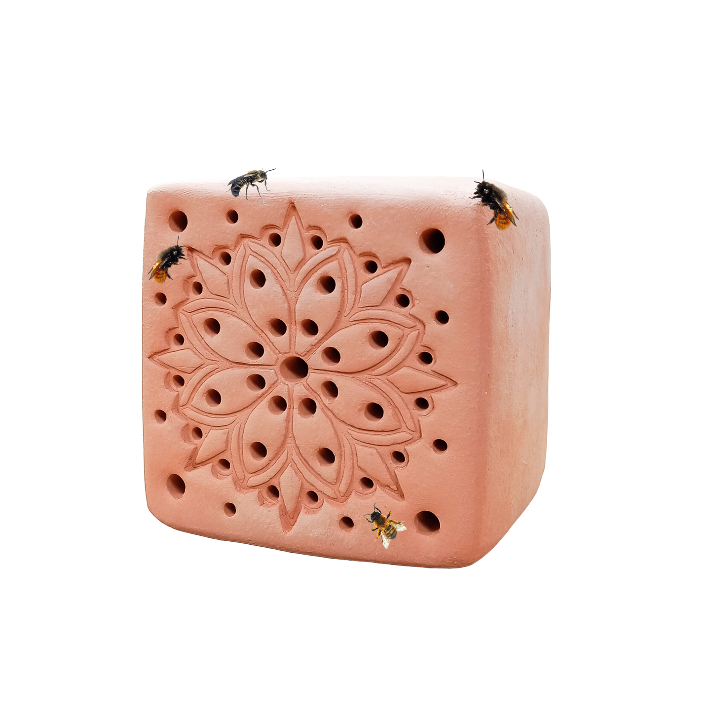 🐝 Bienenstein 🐝 mit Holzrahmen Mandala rot