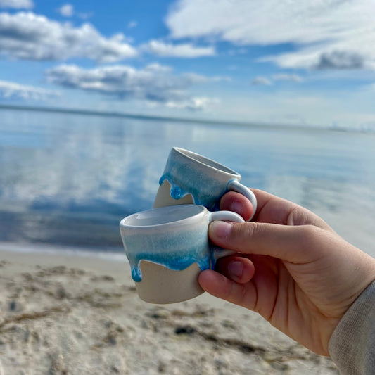 Espressotasse MEERESRAUSCHEN hellblau weiß