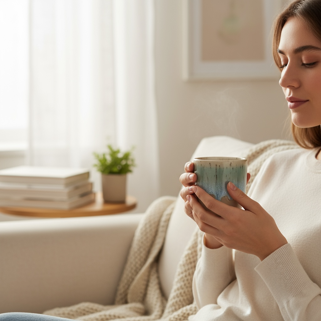 Becher hoch hellblau gesprenkelt