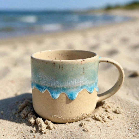 Tasse MEERESRAUSCHEN hellblau gesprenkelt